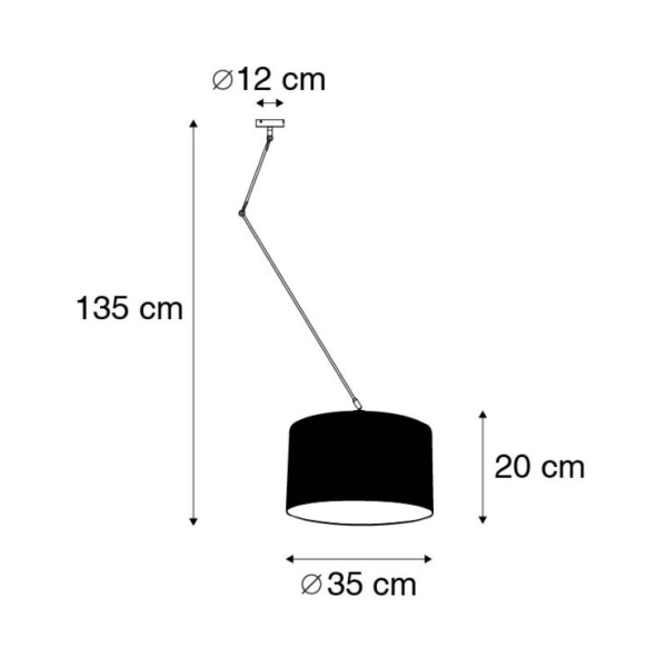 Hanglamp zwart met kap 35 cm blauw verstelbaar - blitz i