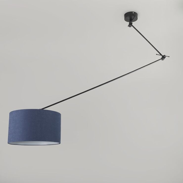 Hanglamp zwart met kap 35 cm blauw verstelbaar - blitz