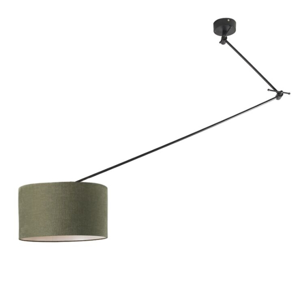 Hanglamp zwart met kap 35 cm groen verstelbaar - blitz i