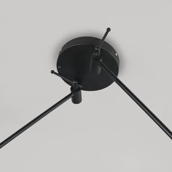 Hanglamp zwart met kap 35 cm lichtblauw verstelbaar 2-lichts - blitz