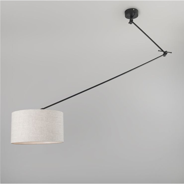 Hanglamp zwart met kap 35 cm lichtgrijs verstelbaar - blitz