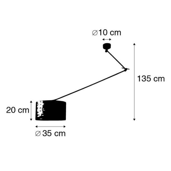 Hanglamp zwart met kap 35 cm lichtgrijs verstelbaar - blitz