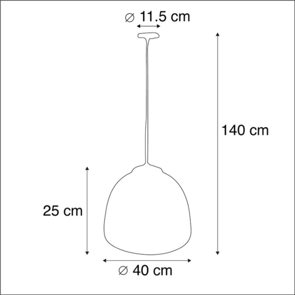 Hanglamp zwart met messing binnenkant 40 cm - hoodi