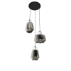 Hanglamp zwart met smoke glas rond 3-lichts - kevin