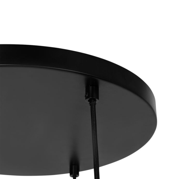 Hanglamp zwart met smoke glas rond 3-lichts - kevin