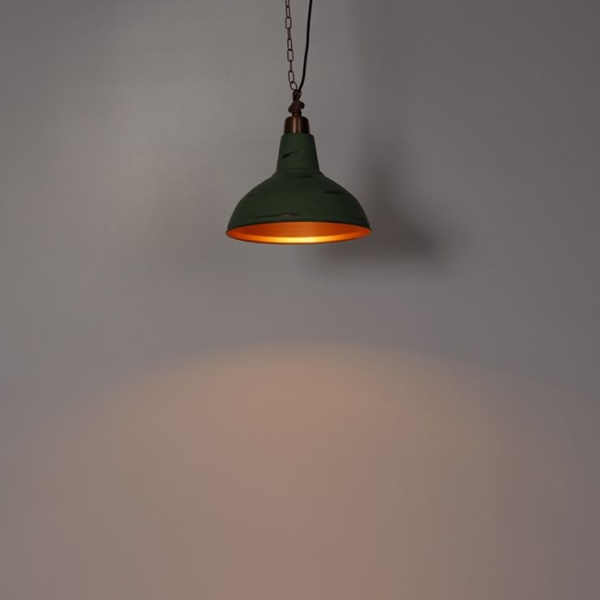 Industriele hanglamp antiek koper goliath 14