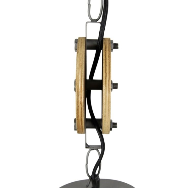 Industriële hanglamp donkergrijs met hout 34 cm - arthur