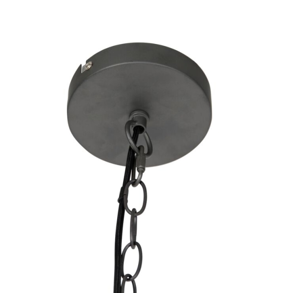 Industriele hanglamp donkergrijs met hout 47 cm arthur 14
