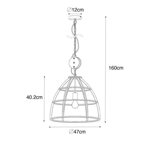Industriële hanglamp donkergrijs met hout 47 cm - arthur