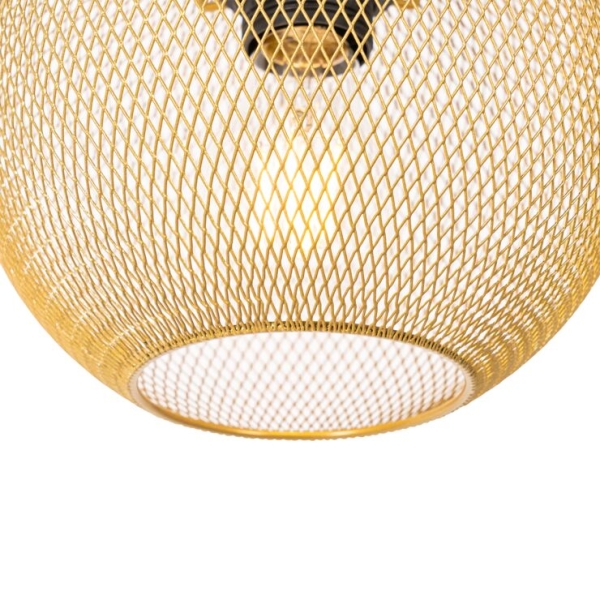 Industriële hanglamp goud 3-lichts - flor