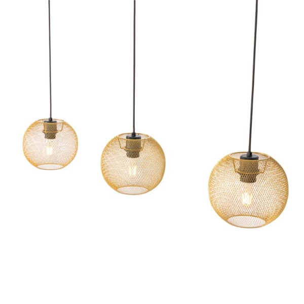 Industriële hanglamp goud 3-lichts - flor