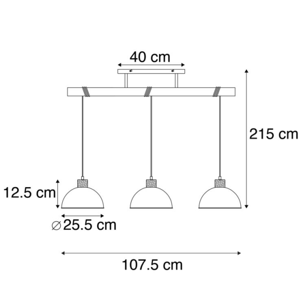 Industriële hanglamp staal 3-lichts - arti