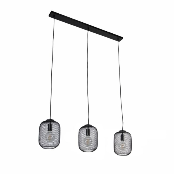 Industriele hanglamp zwart 110 cm 3 lichts bliss mesh 14