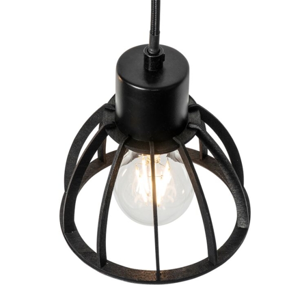Industriële hanglamp zwart 4-lichts - fotu