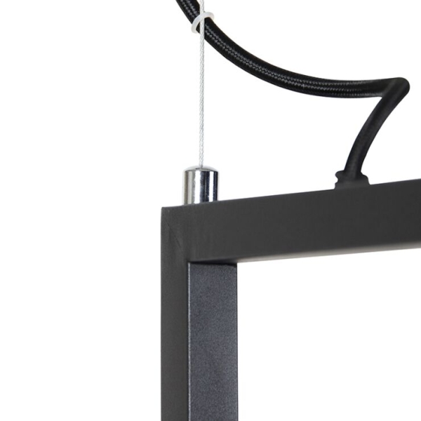 Industriële hanglamp zwart met gaas 4-lichts - cage rack