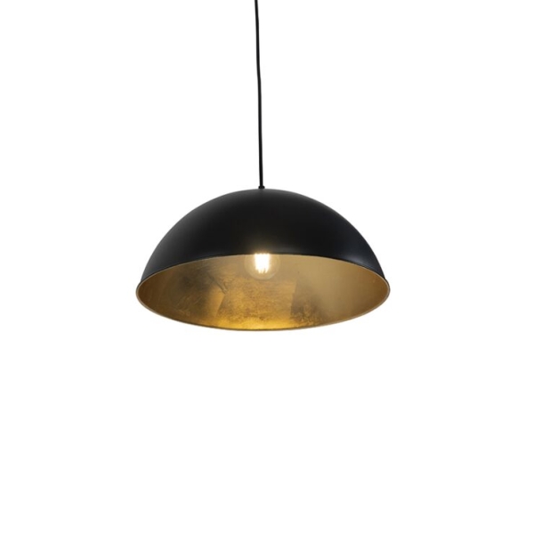 Industriële hanglamp zwart met goud 2-lichts - magnax