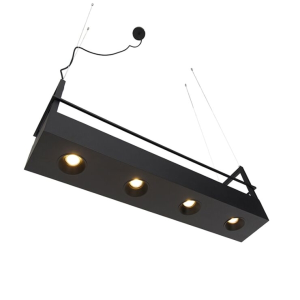 Industriële hanglamp zwart met rek 4-lichts gu10 - cage rack