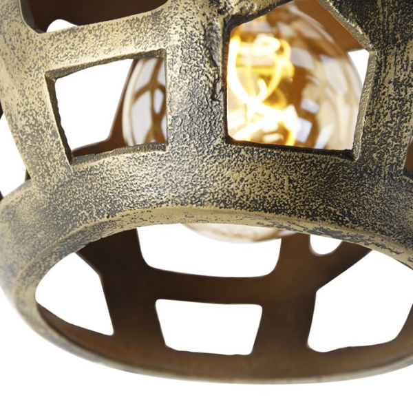 Industriële plafondlamp antiek goud - bobby