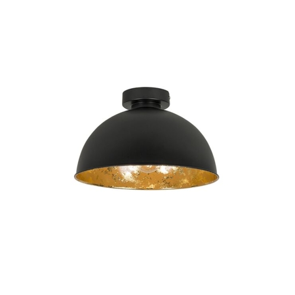Industriële plafondlamp zwart met goud 30 cm - magna basic