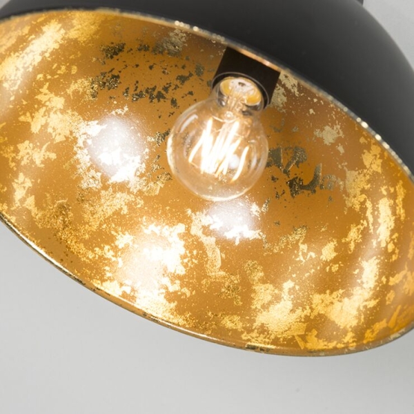 Industriële plafondlamp zwart met goud 30 cm - magna basic
