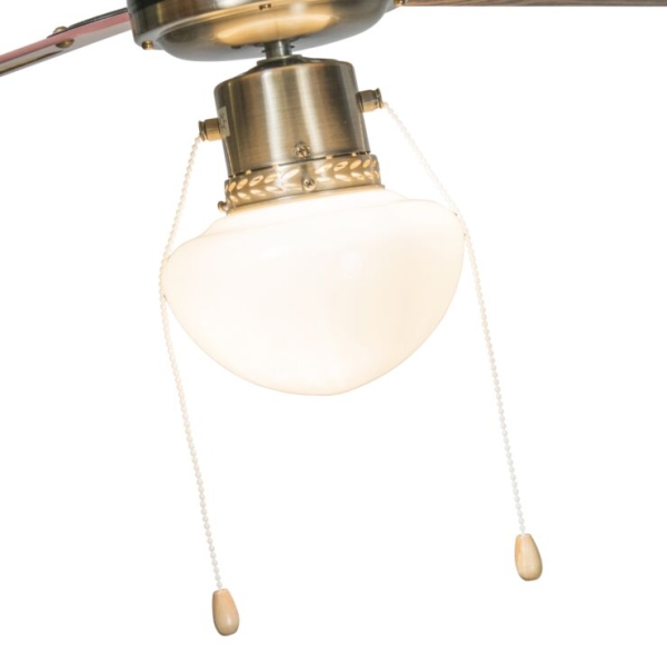 Industriële plafondventilator met lamp 100 cm hout - wind