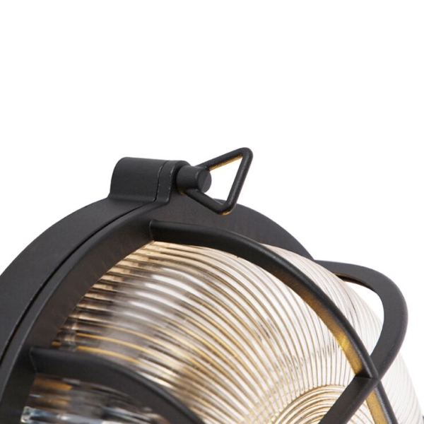 Industriële ronde wandlamp zwart ip44 - noutica