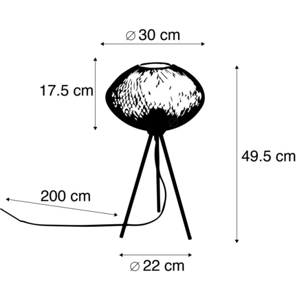 Industriële tafellamp tripod zwart - molly