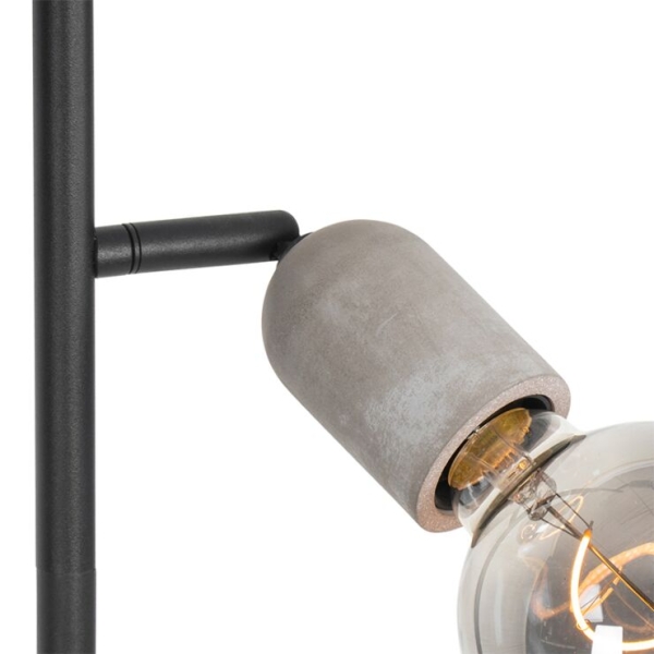 Industriële vloerlamp zwart met beton 3-lichts - pedra