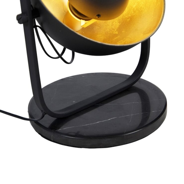 Industriële vloerlamp zwart met goud 3-lichts - magnax
