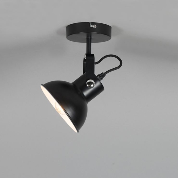 Industriële wand- en plafondlamp zwart kantelbaar - guida