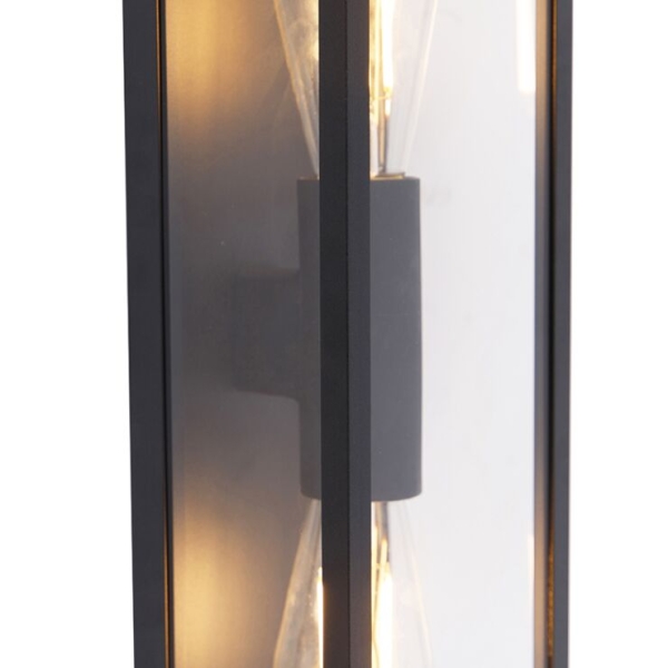 Industriële wandlamp zwart 38 cm 2-lichts ip44 - charlois