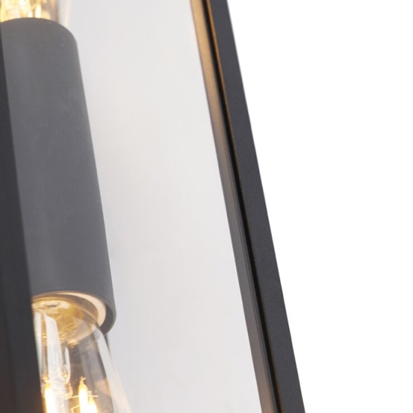 Industriële wandlamp zwart 38 cm 2-lichts ip44 - charlois