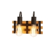 Industriële wandlamp zwart met hout 2-lichts - paleta mai