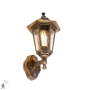 Klassieke buitenwandlamp antiek goud met bewegingssensor - New Haven