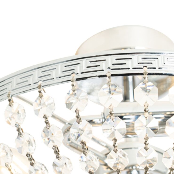 Klassieke plafondlamp staal met kristal 3-lichts - mondrian