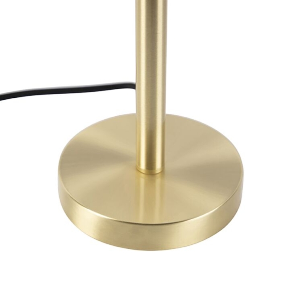 Klassieke tafellamp messing met boucle kap taupe 35 cm - simplo