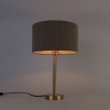 Klassieke tafellamp messing met boucle kap taupe 35 cm - simplo