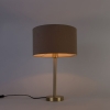 Klassieke tafellamp messing met kap lichtbruin 35 cm - simplo