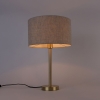 Klassieke tafellamp messing met kap lichtgrijs 35 cm - simplo