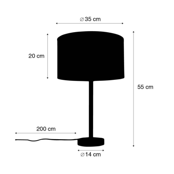Klassieke tafellamp messing met kap wit 35 cm - simplo