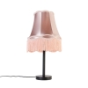 Klassieke tafellamp zwart met granny kap roze 30 cm - simplo