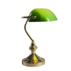Klassieke tafellamp/notarislamp messing met groen glas - banker