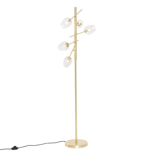 Klassieke vloerlamp goud met glas 5-lichts - elien