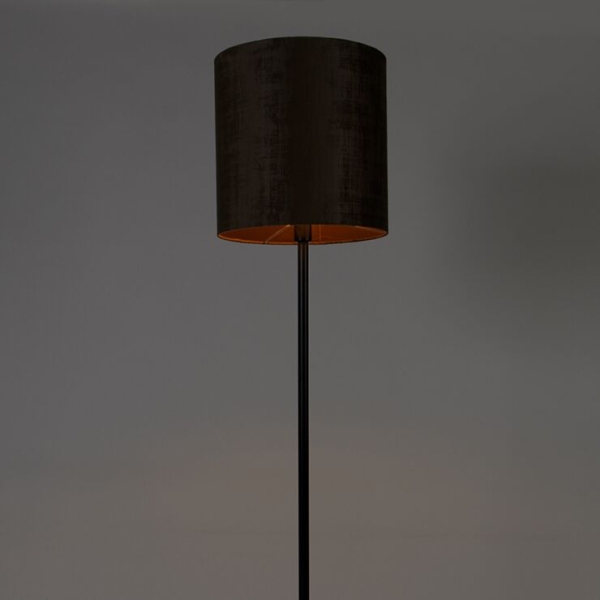 Klassieke vloerlamp zwart kap bruin 40 cm - simplo