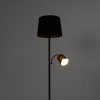Klassieke vloerlamp zwart met goud en leeslampje retro 14