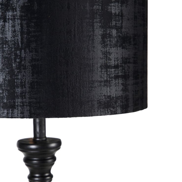 Klassieke vloerlamp zwart met kap zwart 40 cm - classico