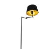 Klassieke vloerlamp zwart verstelbaar met zwart met gouden kap - ladas