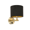 Klassieke wandlamp goud met zwarte velours kap - Combi