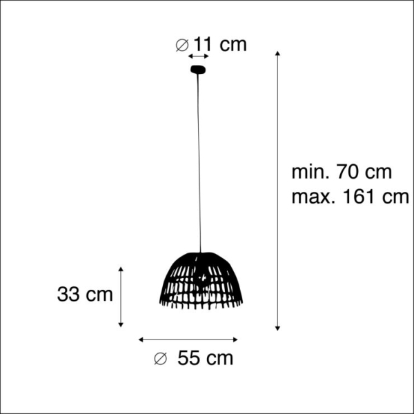 Landelijke hanglamp bamboe 55 cm - cane