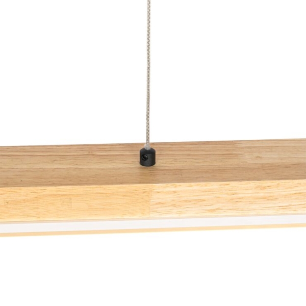 Landelijke hanglamp hout incl. Led met touchdimmer - platina